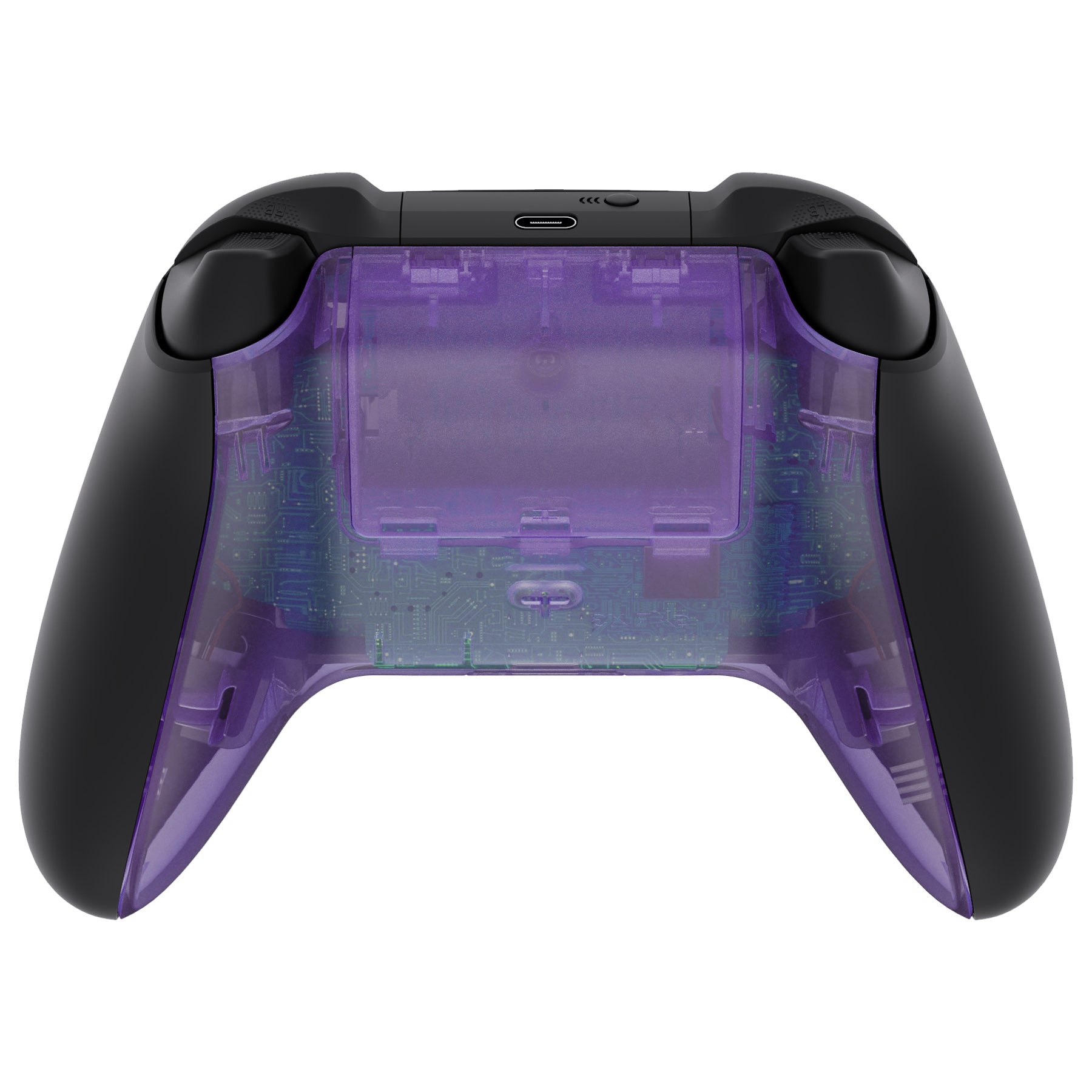 eXtremeRate Clear Atomic Purple Replacement Bottom Shell with Battery Cover for Xbox Series X & S Controller - Perfect for Gaming, Customization & Controller Repair