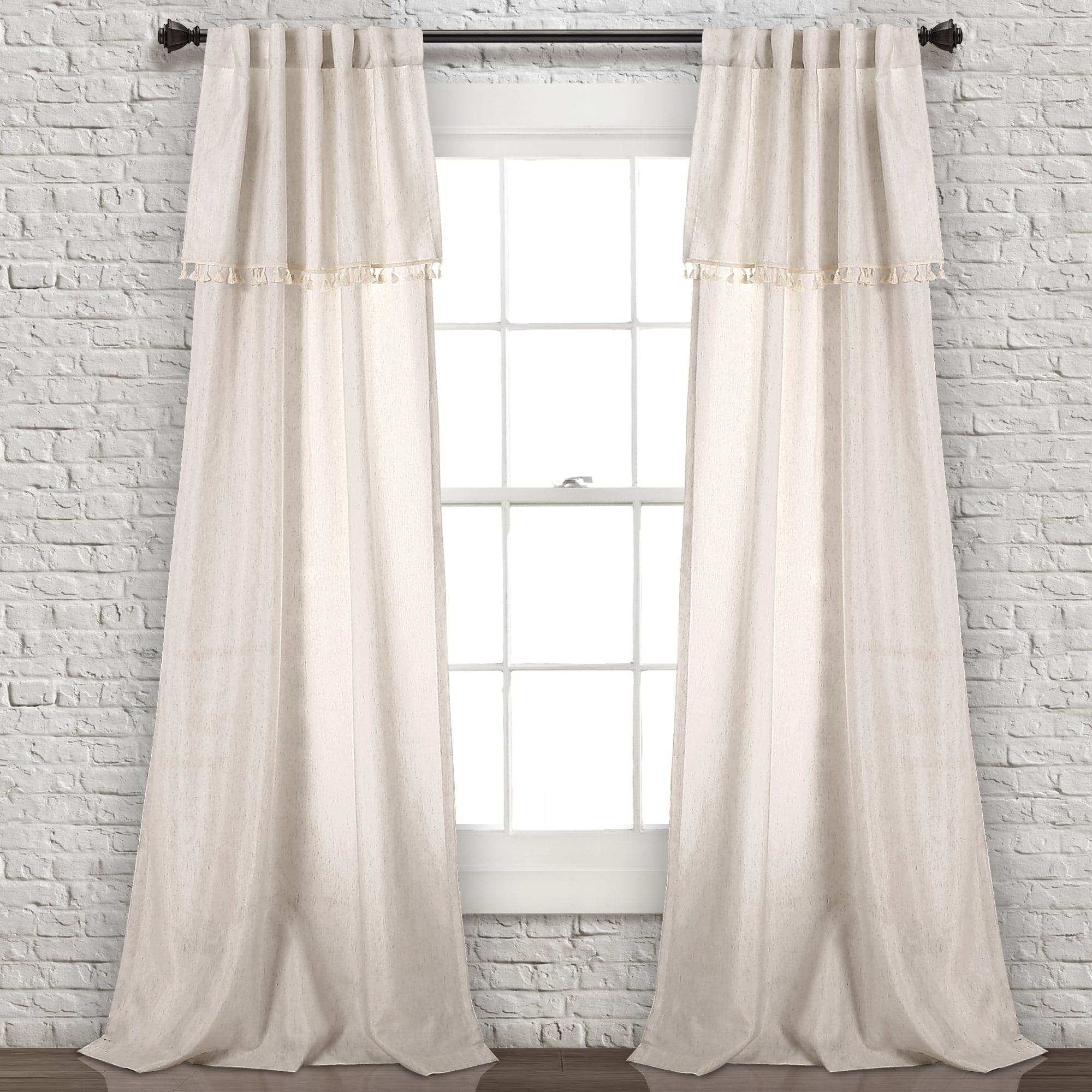 Elegant Ivy Tassel Window Curtain Panel Set - Blackout Drapes for Living Room & Bedroom - Home Decor with Leaf Pattern for French Doors & Windows