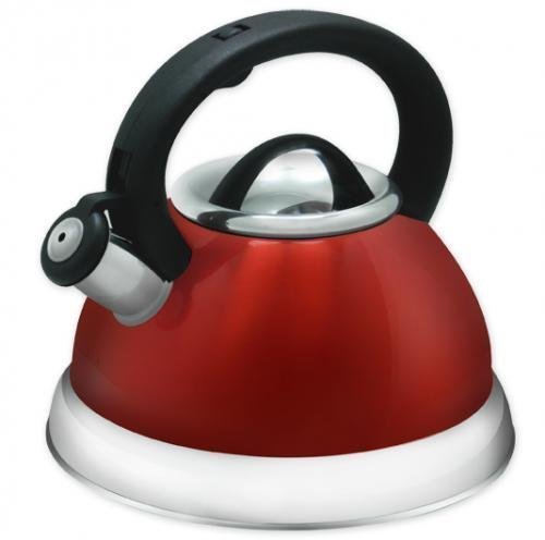 Premium Stainless Steel Whistling Tea Kettle with Encapsulated Base - 2.8L Capacity, Vibrant Red - Perfect for Stovetop Brewing, Tea Making & Kitchen Decor