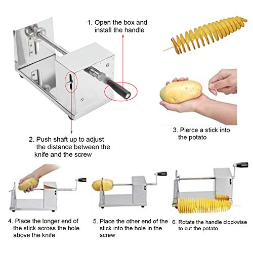 Stainless Steel Tornado Spiral Potato Cutter - Manual Kitchen Tool for Perfect Spiral Fries, Sweet Potato & Veggie Cutting | Ideal for Home Cooking, Parties & Restaurant Food Prep
