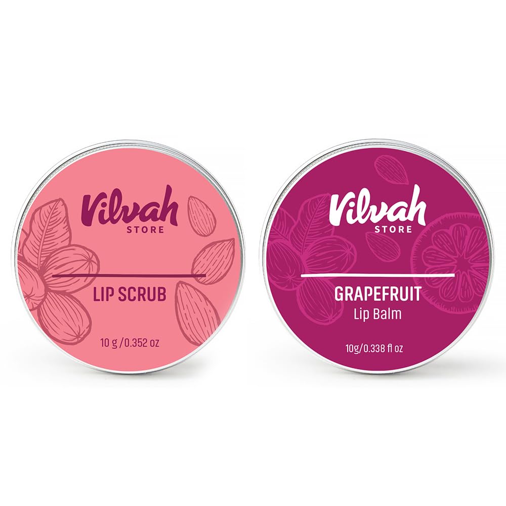 Vilvah Store Lip Nourishing Combo - 20g Hydrating Lip Balm & Scrub Set for Dry, Chapped Lips | Perfect for Winter Care & Daily Lip Treatment