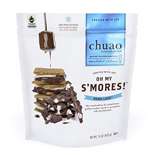 Premium S'mores Bark - Luxe Milk Chocolate with Graham Crackers & Marshmallows | Chuao Chocolatier Artisan Gourmet Chocolate | No Preservatives, European Style | Perfect for Holiday Gifts, Christmas, Valentine's Day & Gift Baskets | 15 oz | Ideal for Parties, Dessert Tables & Chocolate Lovers