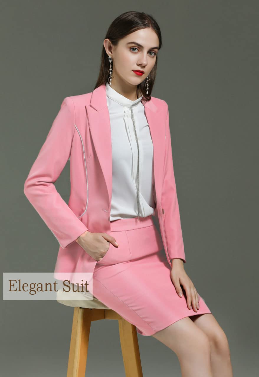 Professional Women's 2-Piece Suit Set for Work - One Button Blazer & Pencil Skirt Office Business Outfit | Perfect for Corporate Meetings, Interviews & Formal Events