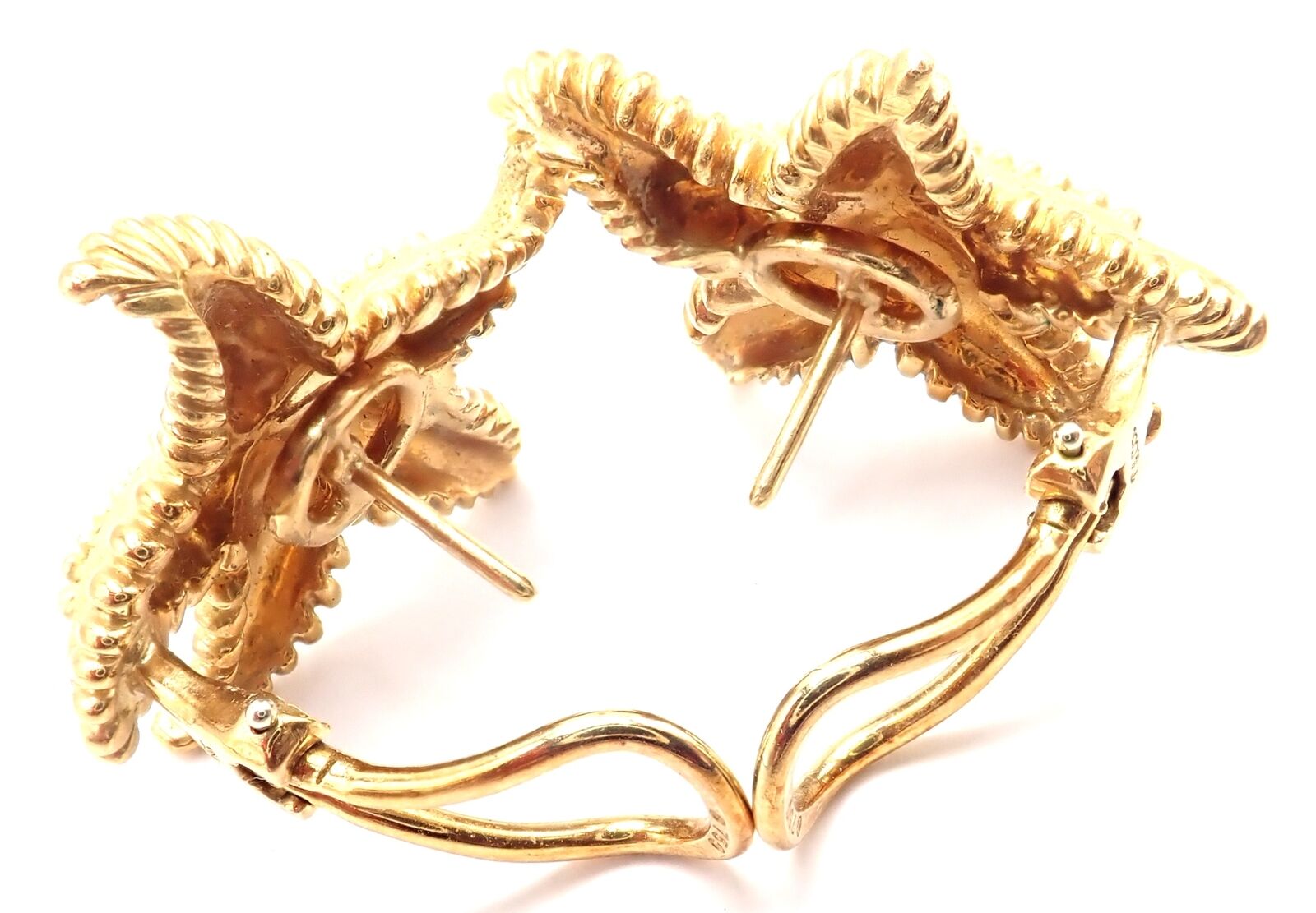 Authentic Vintage Tiffany & Co Starfish 18k Yellow Gold Large Hoop Earrings - Perfect for Weddings, Anniversaries & Special Occasions