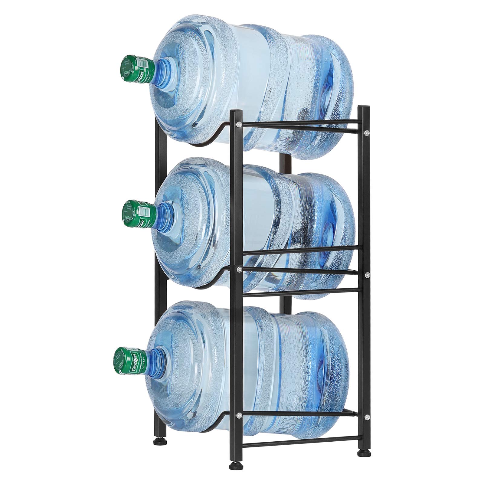 LIANTRAL 5 Gallon Water Jug Holder - 3-Tier Black Water Bottle Storage Rack for Home, Office, or Outdoor Use