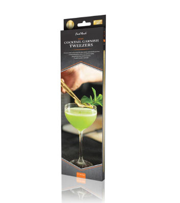 Premium Brass Cocktail Garnish Tweezers by Final Touch - Professional Bar Tools for Mixologists & Home Bartenders - Perfect for Cocktail Decorations, Fruit Garnishes & Drink Presentations