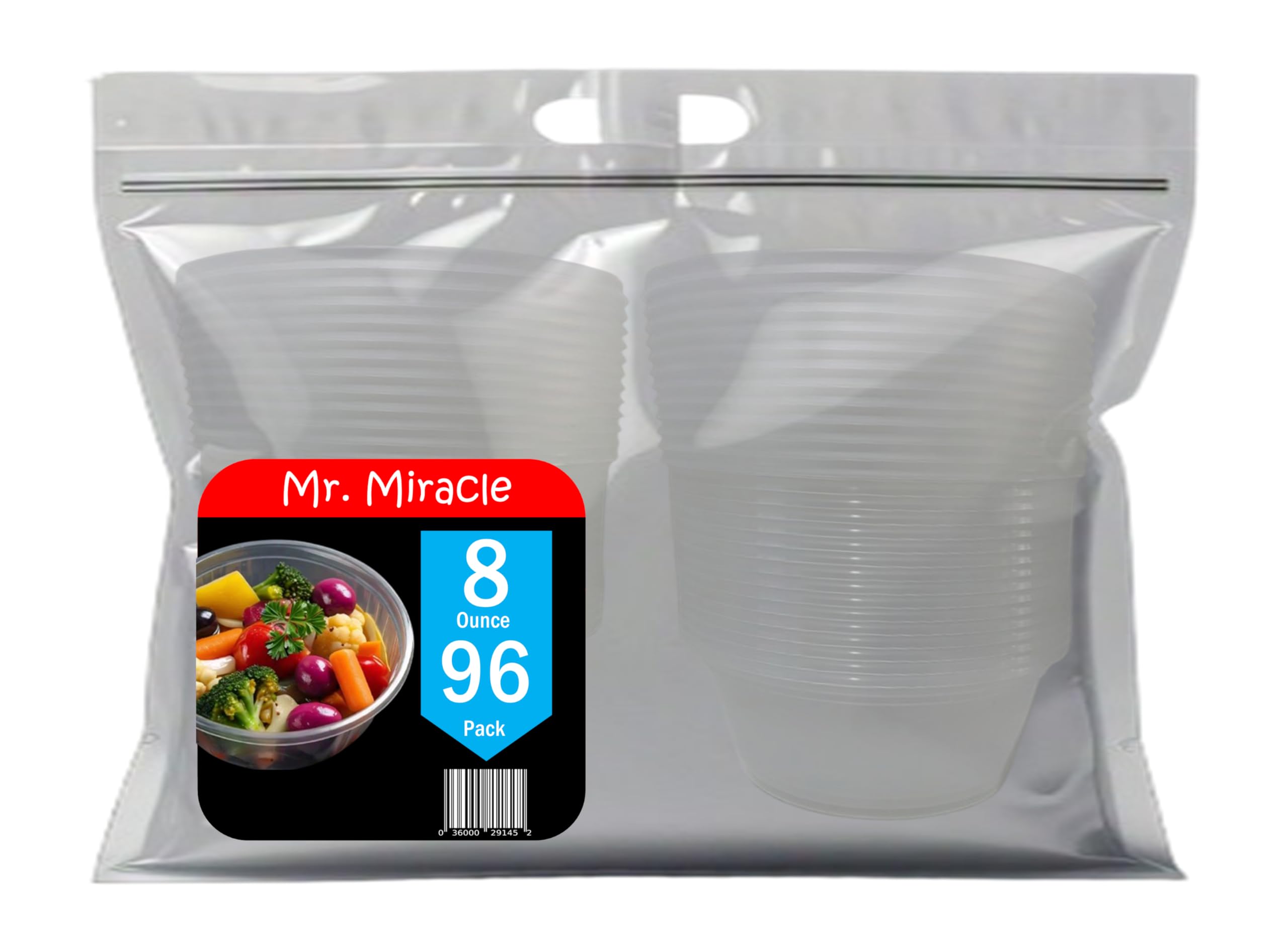96-Pack 8 oz Clear Airtight Reusable Plastic Food Storage Containers with Lids - Microwave, Freezer & Dishwasher Safe Deli Containers for Meal Prep, Leftovers & Pantry Organization