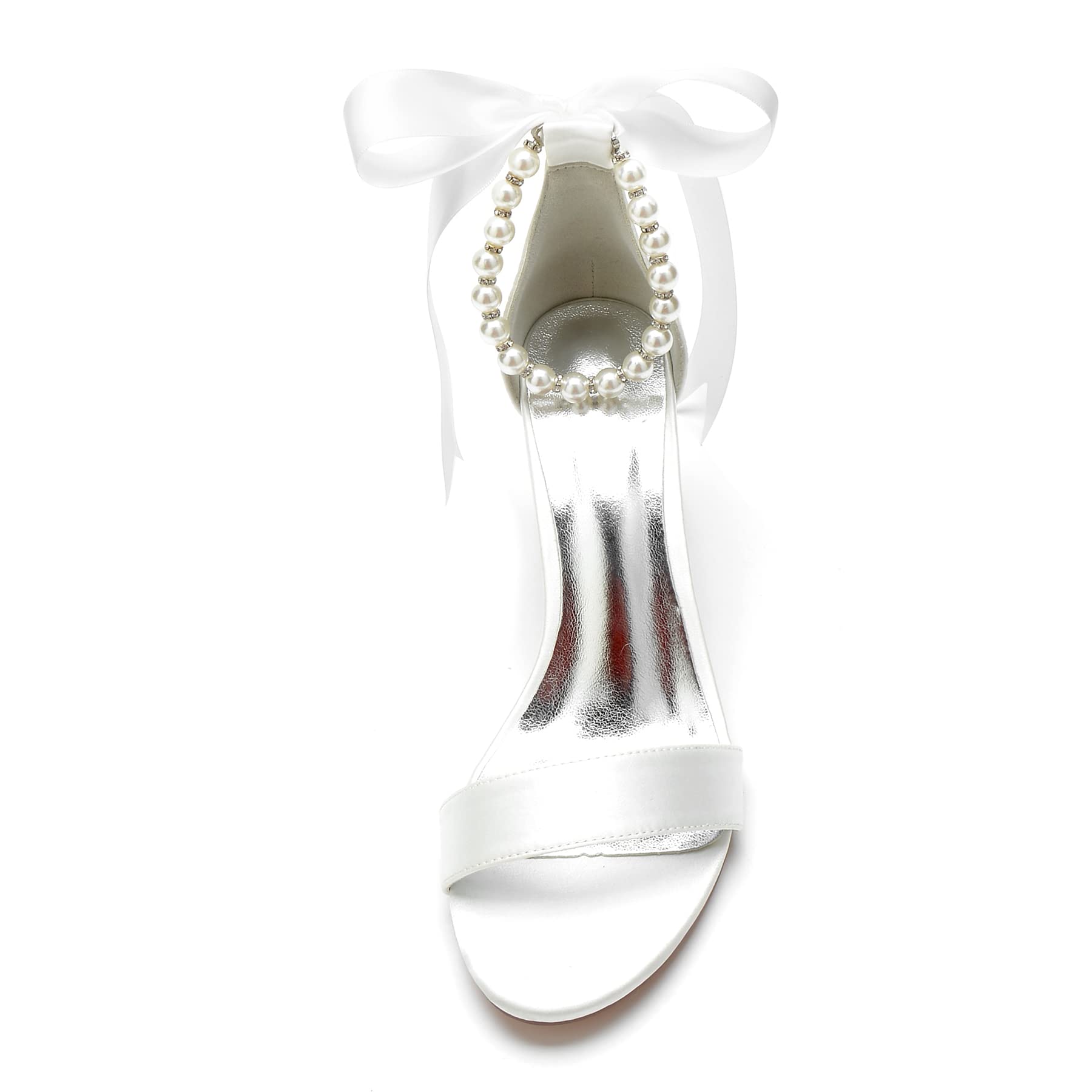 Elegant Women's Chunky Block Heel Sandals with Pearl Ankle Strap - Open Toe Dressy Pumps for Weddings, Parties & Special Occasions