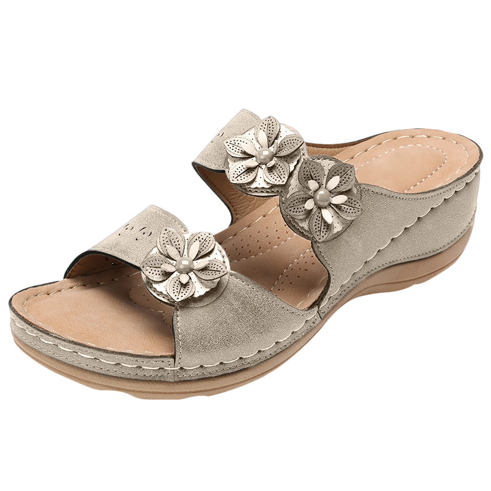 Women's Sandals 2022 - Comfortable Open Toe Flats with Thick Sole & Wedge Heel - Perfect for Beach, Vacation, and Summer Casual Wear