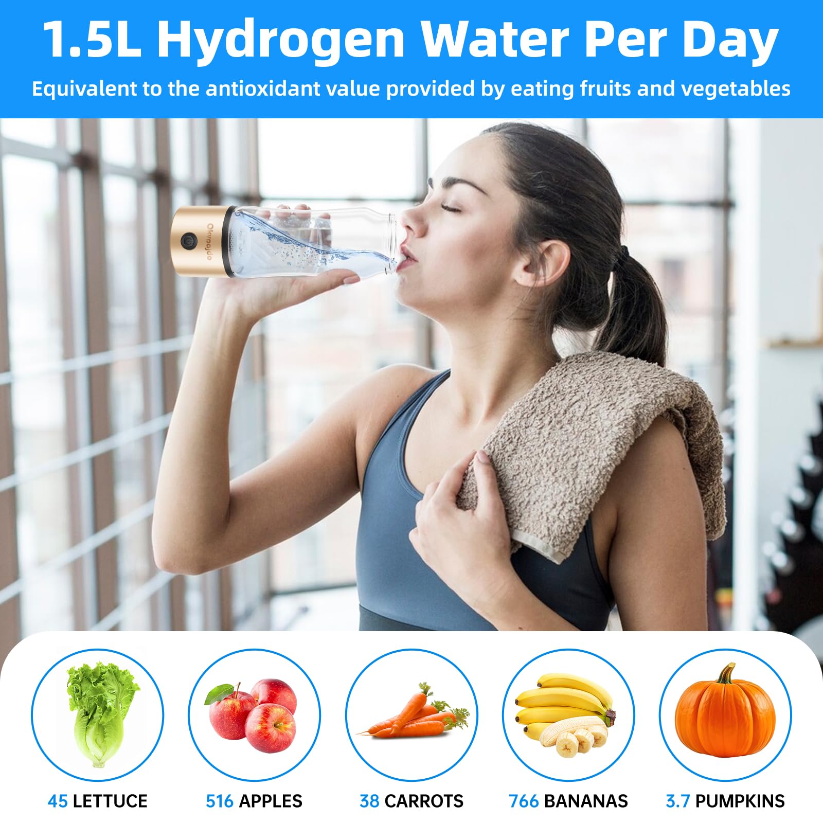 2024 Portable Hydrogen Water Bottle Generator - SPE & PEM Technology for Instant Hydrogen-Rich Water in 3 Minutes | Reusable Water Ionizer for Home, Office, Gym & Travel | Improve Hydration, Energy & Recovery | Perfect for Athletes, Fitness Enthusiasts & Health-Conscious Individuals