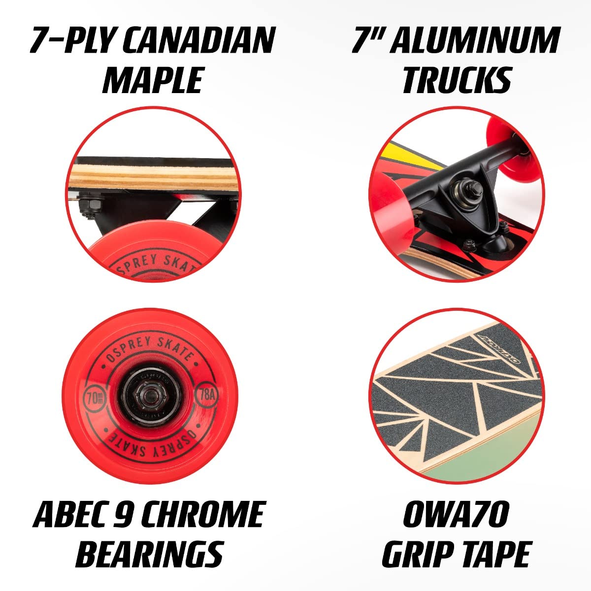 **Osprey 39-inch Twin Tip Longboard Skateboard – Canadian Maple Deck, Complete Setup for Adults, Kids & Beginners – Multiple Colors – Perfect for Cruising, Commuting & Downhill Riding**