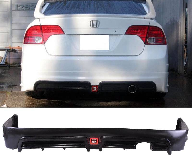 Mugen RR Style Rear Bumper Lip with LED Brake Light for 2006-2011 Honda Civic Sedan & Acura CSX - Upgrade Your Car's Rear Appearance - Perfect for Car Enthusiasts and Street Racing Style