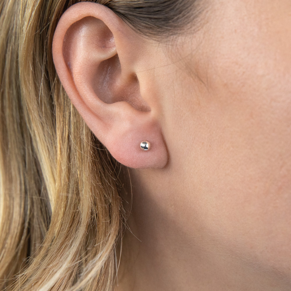 9ct White Gold 4mm Ball Stud Earrings for Women - Hypoallergenic Cubic Zirconia Studs - Perfect for Everyday Wear, Gifts & Special Occasions
