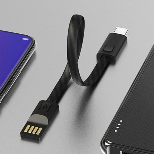 BoxWave USB Type-C Keychain Charger Cable - Compatible with LG Rollable Phone, 8-Inch USB-C to USB-A Fast Charging Cable with Key Ring - Jet Black - Perfect for Travel, Office, and On-the-Go Charging