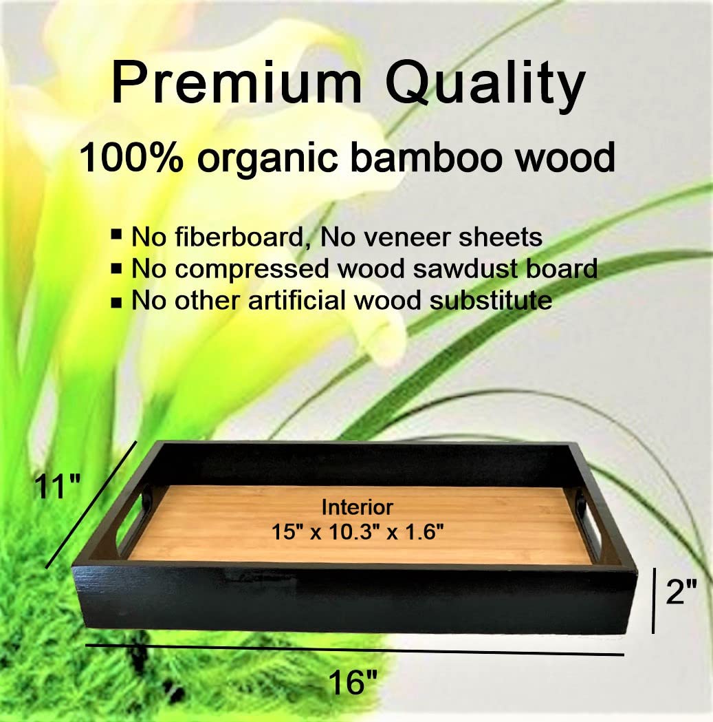 Bamboo Serving Tray with Handles - 16