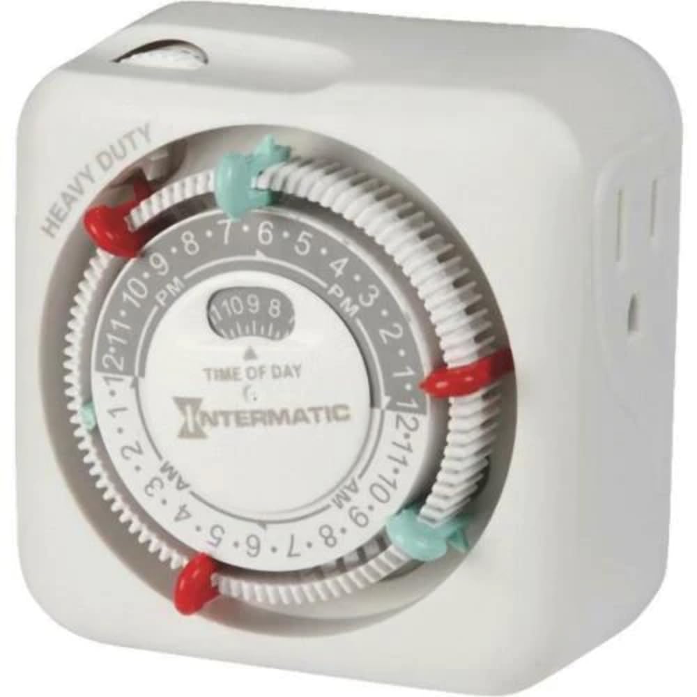 Intermatic TN311K 15-Amp Heavy Duty Lamp & Appliance Timer - Programmable Outlet Timer for Lights, Fans, Pumps & Holiday Decorations - Indoor/Outdoor Electrical Timer Switch - Easy to Use & Install