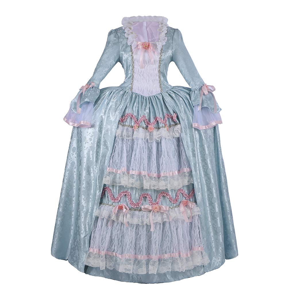 Marie Antoinette Cosplay Dress for Women - Blue Rococo Colonial Ball Gown Costume | Vintage Medieval Dress for Halloween, Cosplay Events & Themed Parties