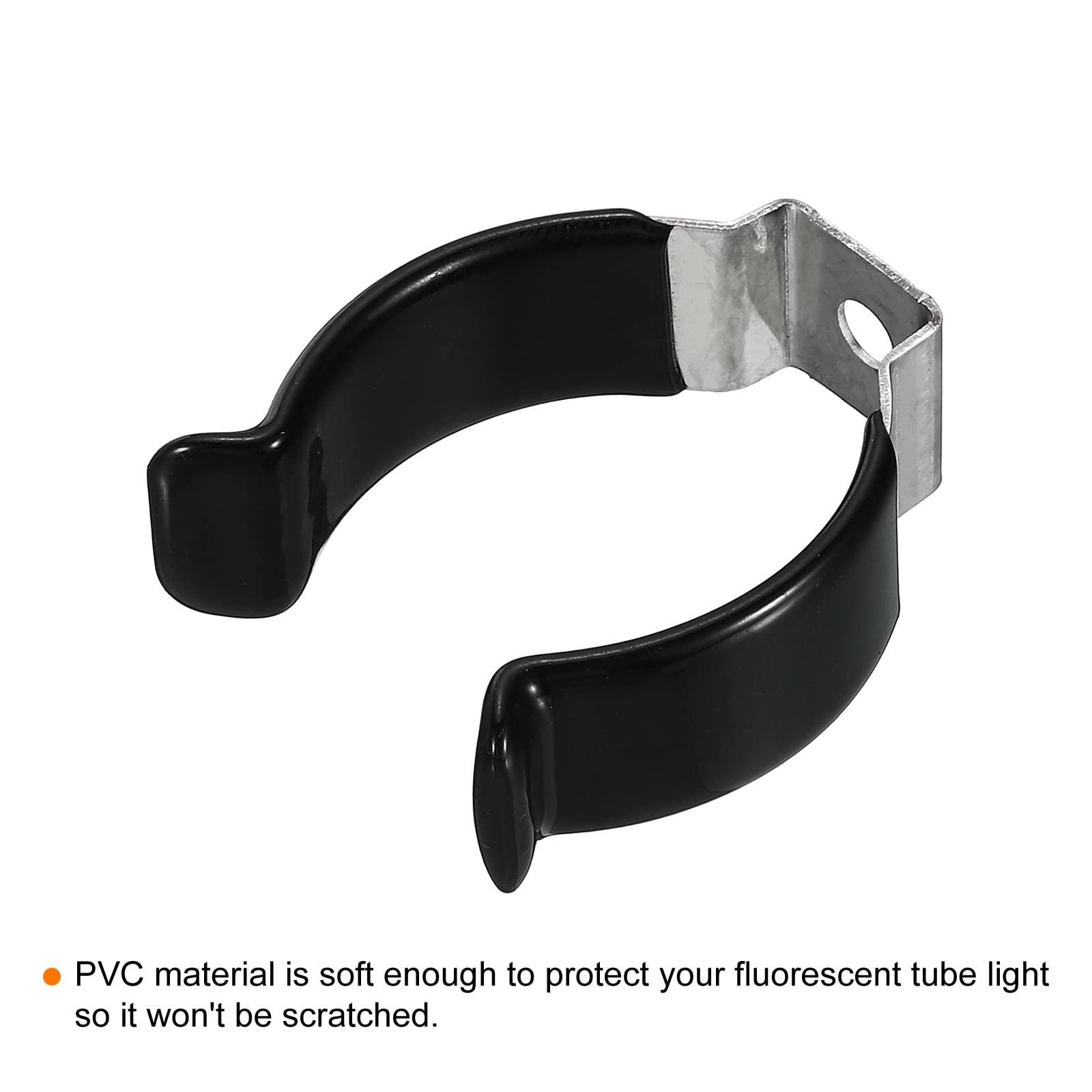 MECCANIXITY T10 U Clips Holder Bracket - 10 Pack Black Stainless Steel LED Light Bulb Mounting Bracket, Fluorescent Tube Holder with Screw Pipe Clamps & Spring Tool Clips - Perfect for Home, Garage, and Workshop Lighting Installations
