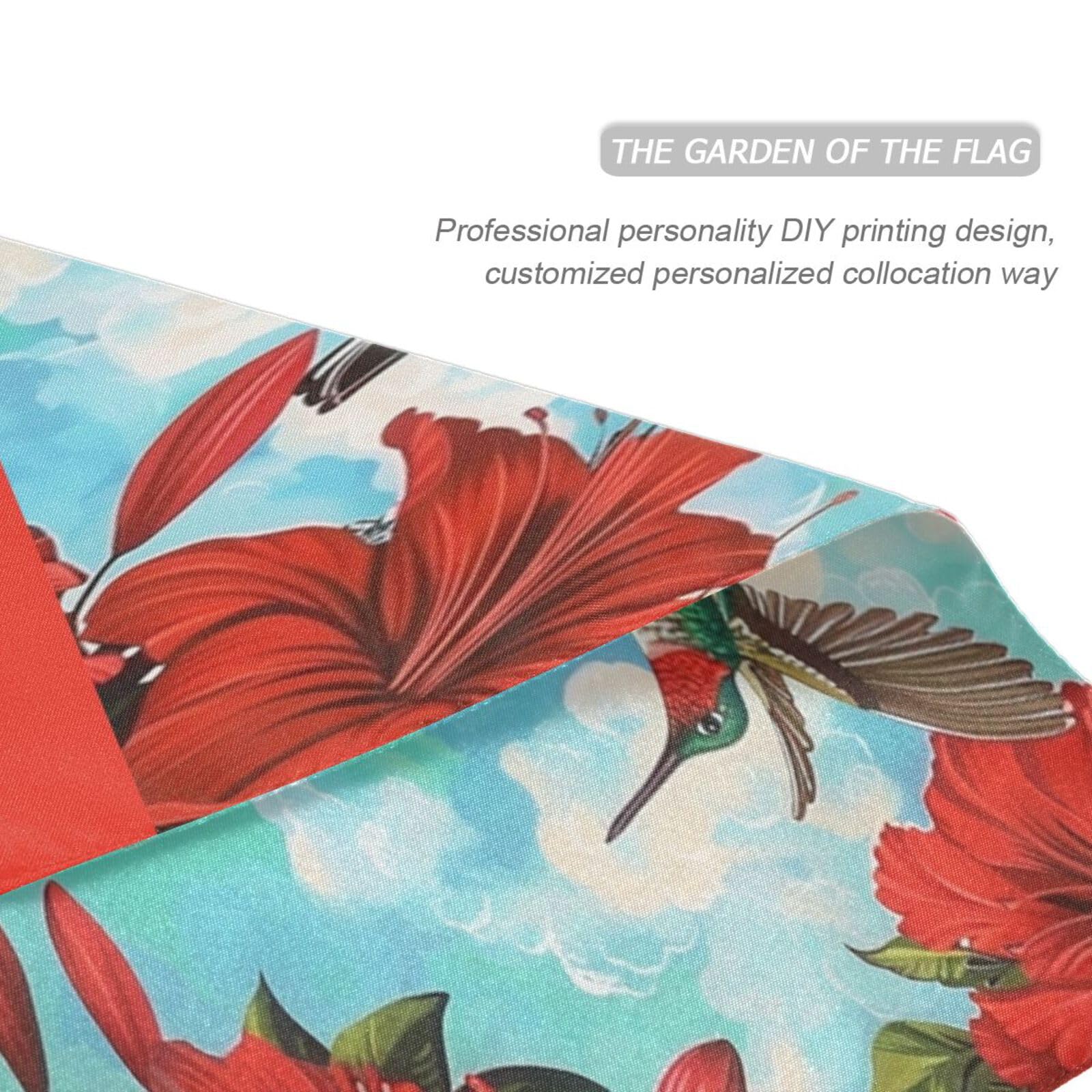 Double Sided Hummingbird & Hibiscus Garden Flag 12x18 Inch - Spring Summer Welcome Decoration for Yard, Lawn, Porch & Farmhouse Outdoor Decor | Perfect for Seasonal Home & Garden Display