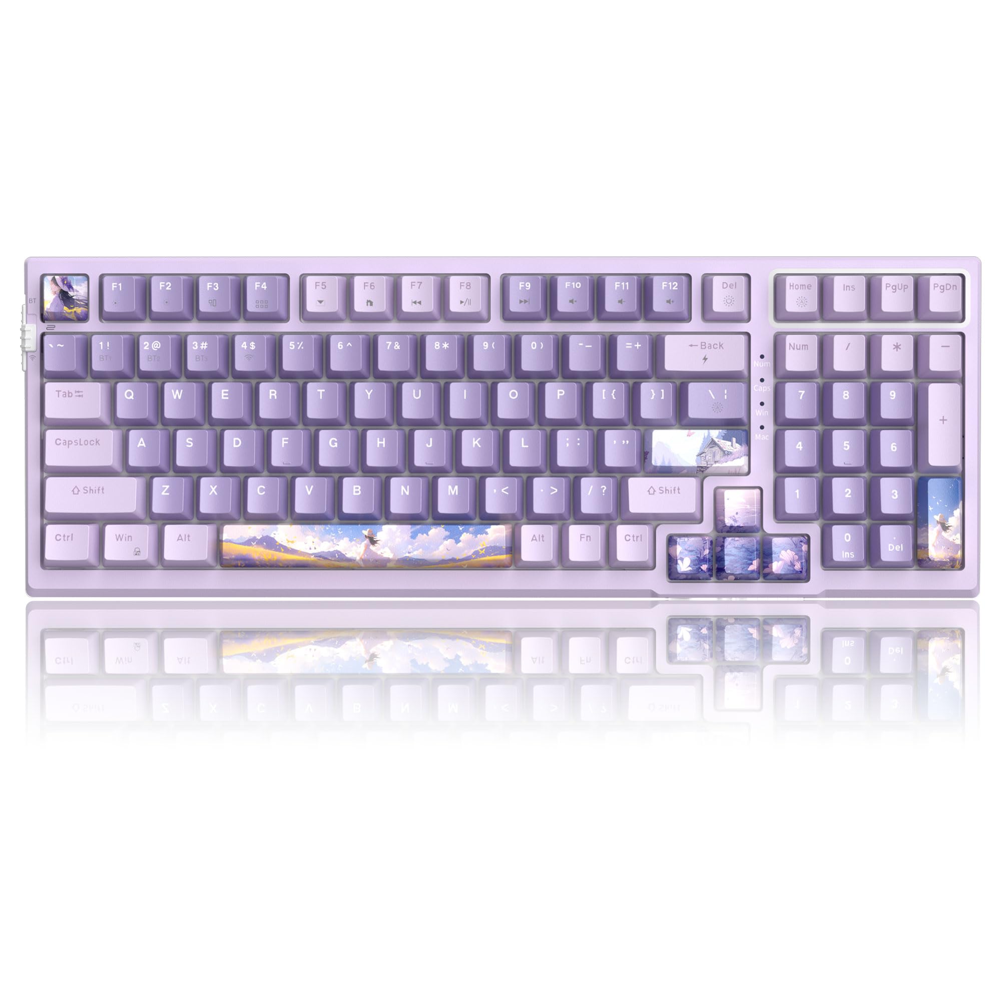 MageGee SKY98 Wireless Mechanical Gaming Keyboard - 96% Hot Swappable RGB Backlit, 5-Layer Sound Padding, Bluetooth/2.4G/USB-C, NKRO for Windows/Mac (Lavender, Violet Switch) | Perfect for Esports, Streaming & Office Work