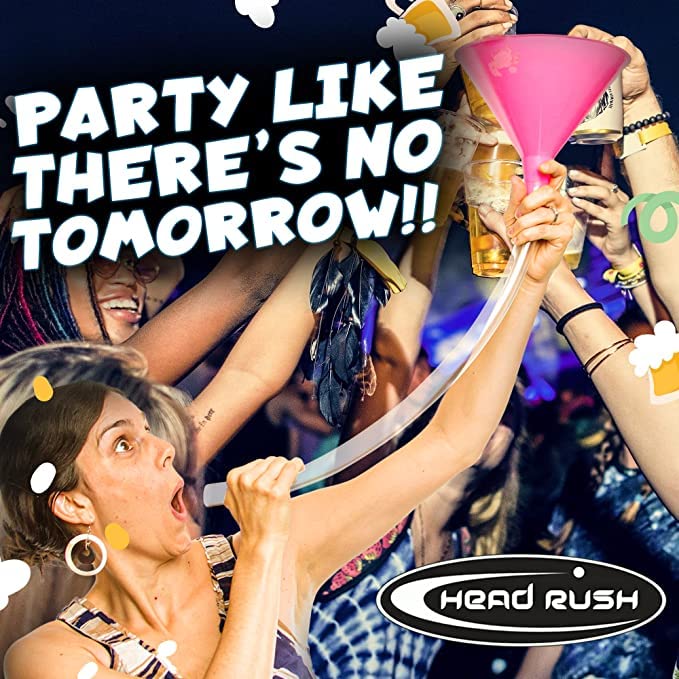 Head Rush Checkered Beer Bong - 2FT Long Tube Beer Funnel with Thick Flexible Hose - Fun Drinking Game Accessories for Adult Parties, Tailgates & College Events - Ultimate Beer Pong & Party Drinking Tool