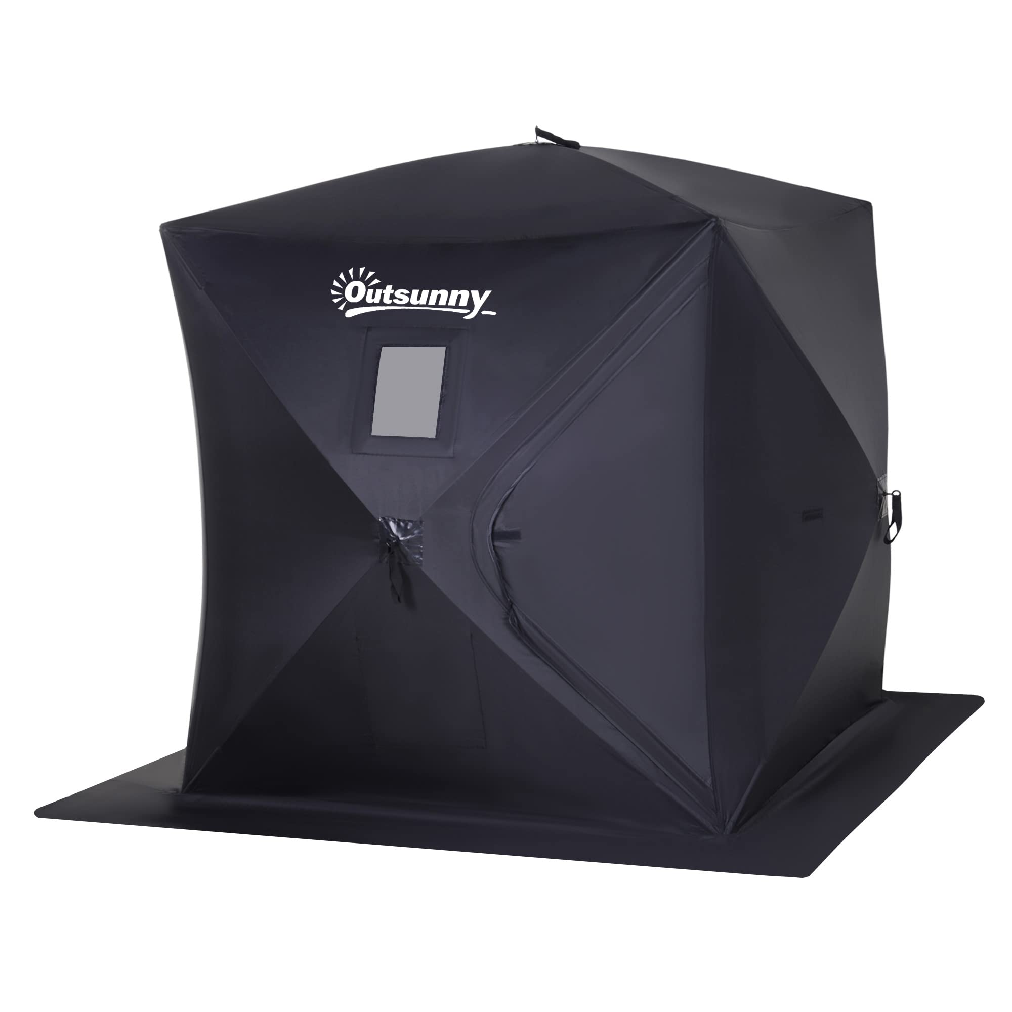 Outsunny 2-Person Pop-Up Ice Fishing Shelter Tent - Waterproof Oxford Fabric, Portable with Carry Bag for Winter Fishing & Outdoor Activities - Perfect for Ice Anglers & Winter Camping