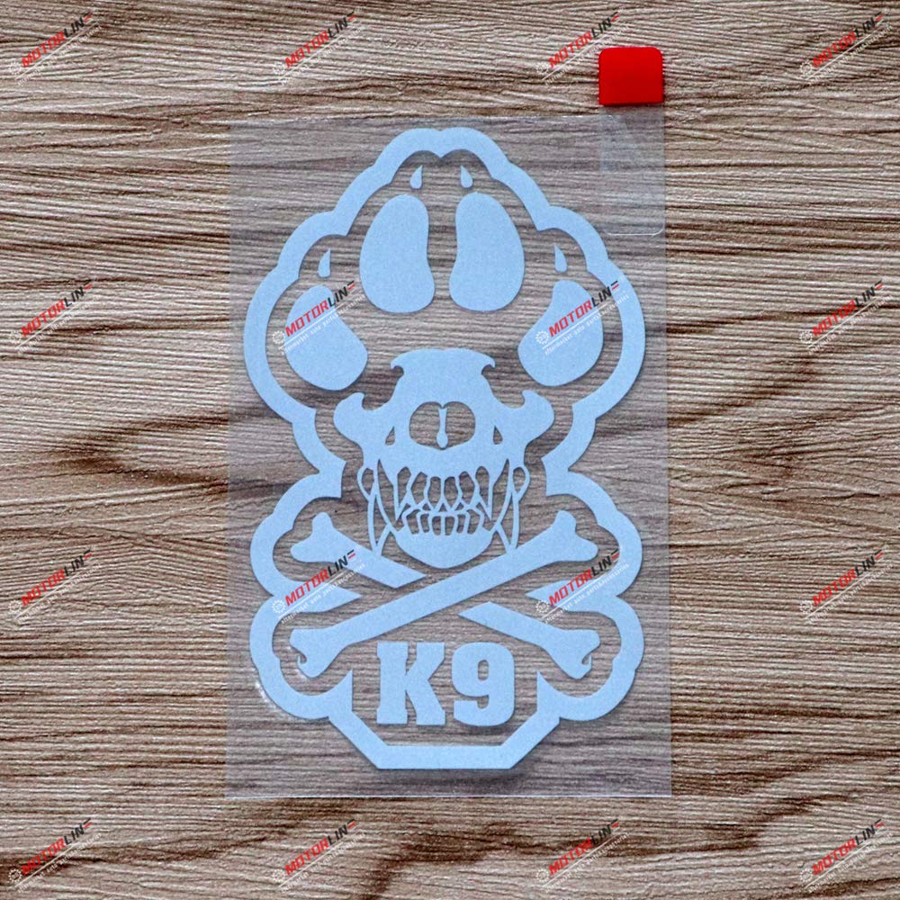 K-9 Unit Vinyl Decal Sticker - 4 Inch Silver Police Dog Paw & Bone Design - Die-Cut No Background for Cars, Laptops, Phones - Perfect for Police Supporters, First Responders & K9 Enthusiasts
