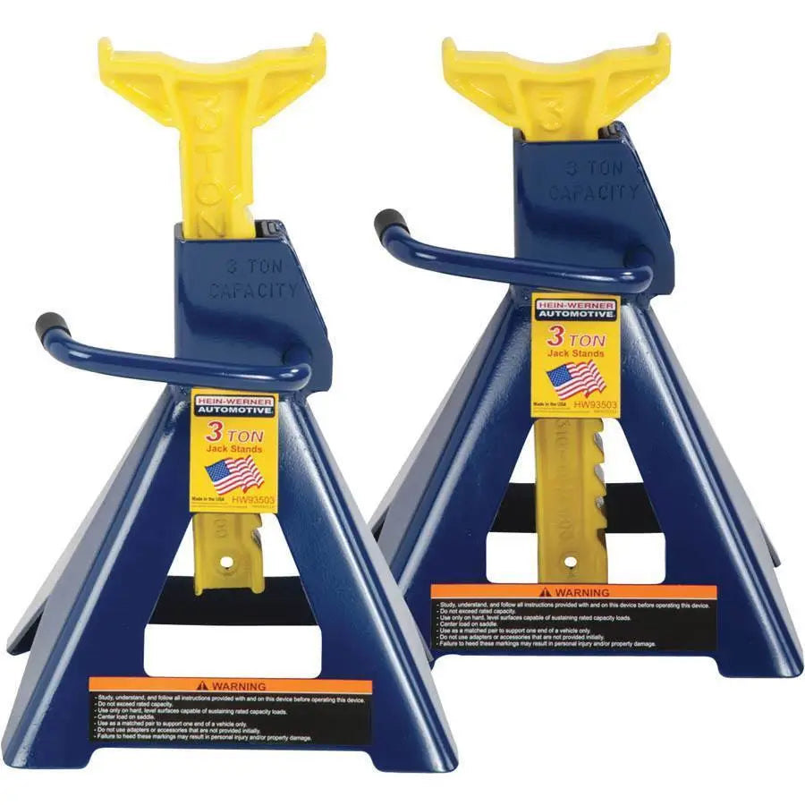 Hein Werner 3 Ton Heavy Duty Steel Jack Stands 93503 - Professional Automotive Lift Supports for Car Repair, Vehicle Maintenance & Garage Safety