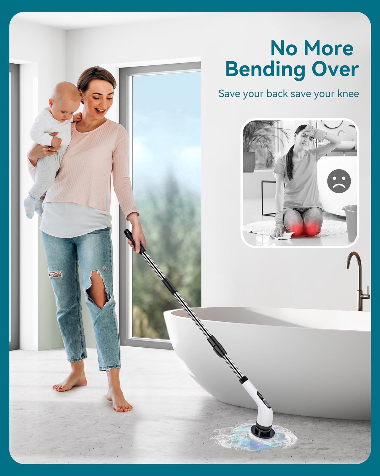 **Cordless Electric Spin Scrubber - Power Shower Cleaner for Bathroom Tiles, Tub & Grout | Rechargeable Cleaning Brush for Effortless Shower, Sink & Kitchen Surfaces**
