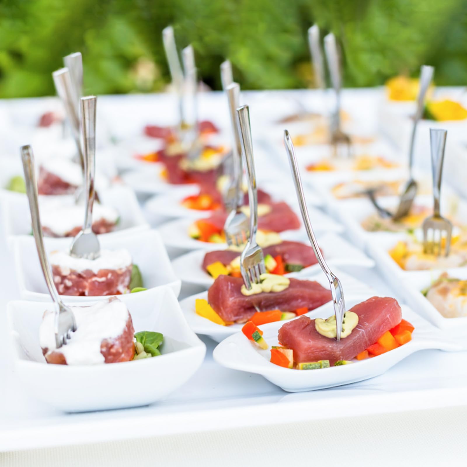100 Pack Silver Mini Plastic Forks - 4 Inch Disposable Appetizer Forks for Desserts, Strawberries, Charcuterie, Cake Pops, Cocktails & Fruits | Perfect for Parties, Weddings, Picnics & Catering Events
