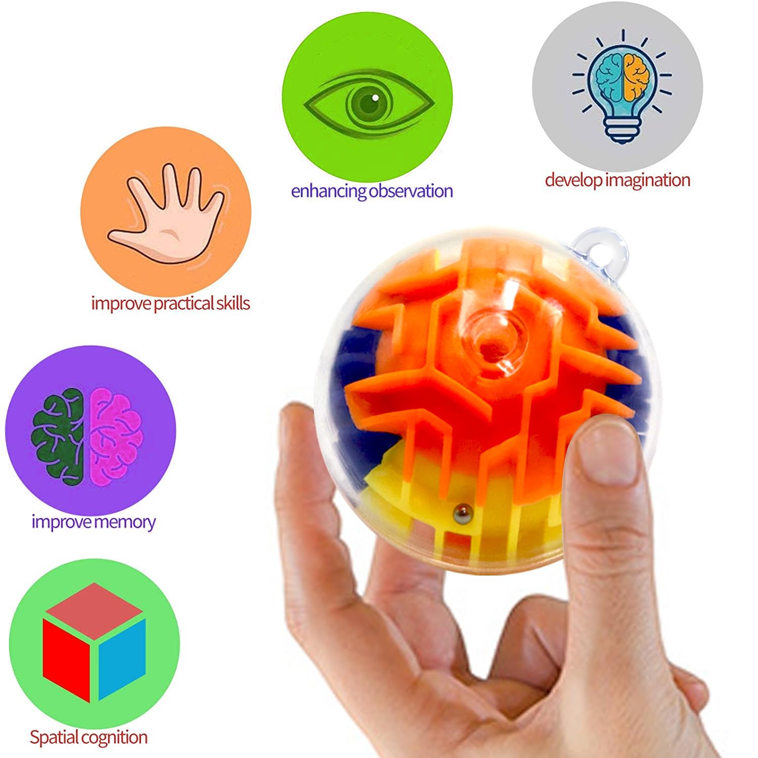 12-Piece 3D Maze Ball Puzzle Set - Brain Teaser Games for Kids, Teens & Adults | Mini Gravity Maze Ball Challenge | Educational Labyrinth Toy for Stress Relief & Cognitive Training | Great Gift for Students & Game Lovers | Perfect for Office, Classroom & Family Game Night