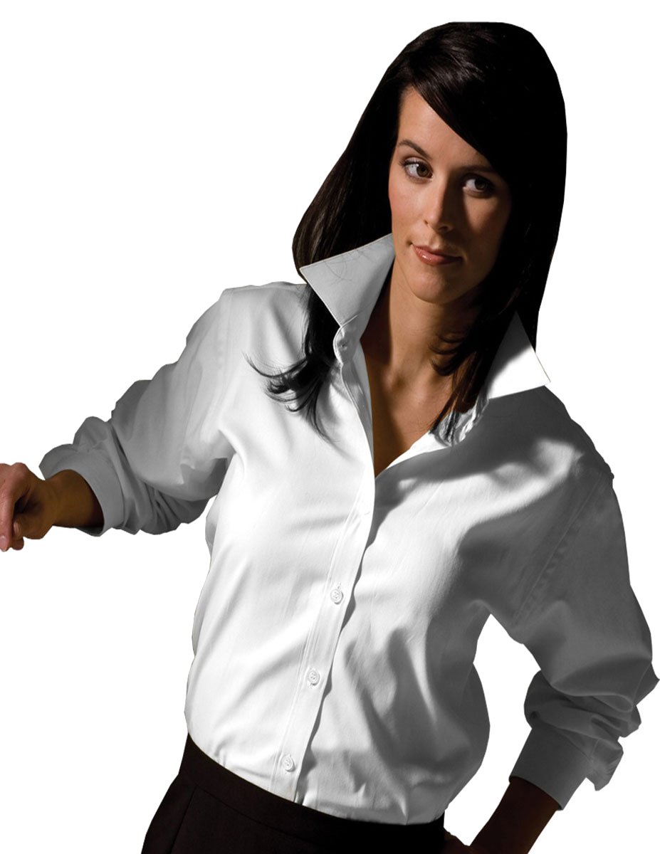 Edwards Garment Women's No Pocket Two Button Pinpoint Oxford Dress Shirt - Professional Office Wear & Formal Business Attire for Women