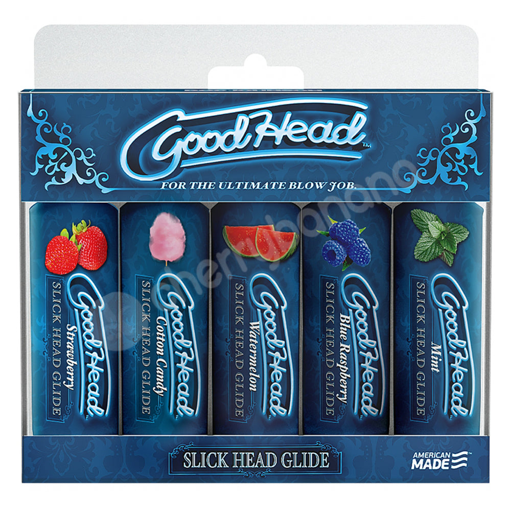 GoodHead Slick Head Glide Flavored Lubricant 5 Pack - Water-Based Personal Lubricant for Men & Women - Perfect for Massage, Intimacy & Sensual Play