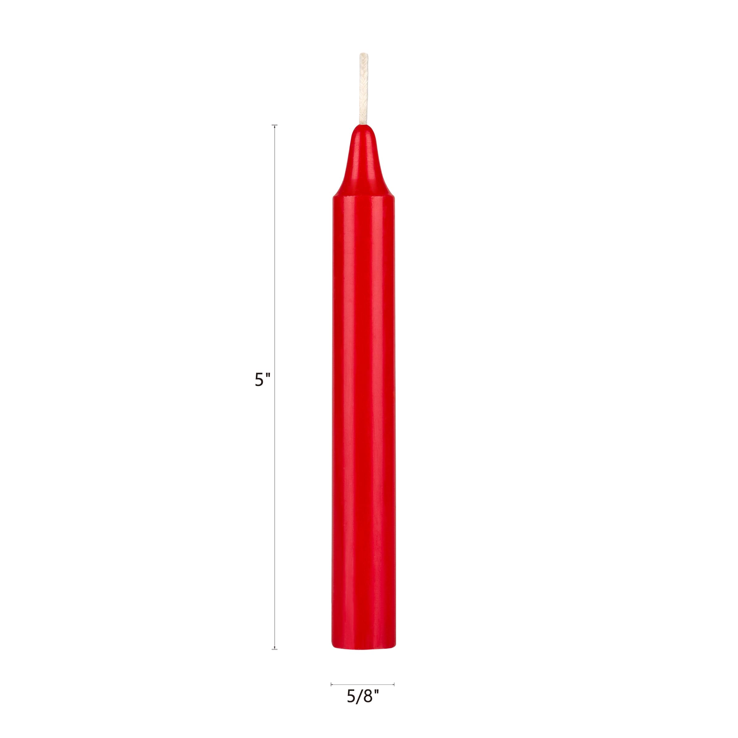 8-Pack Red Taper Candles - Unscented 5 Inch for Home & Church Use