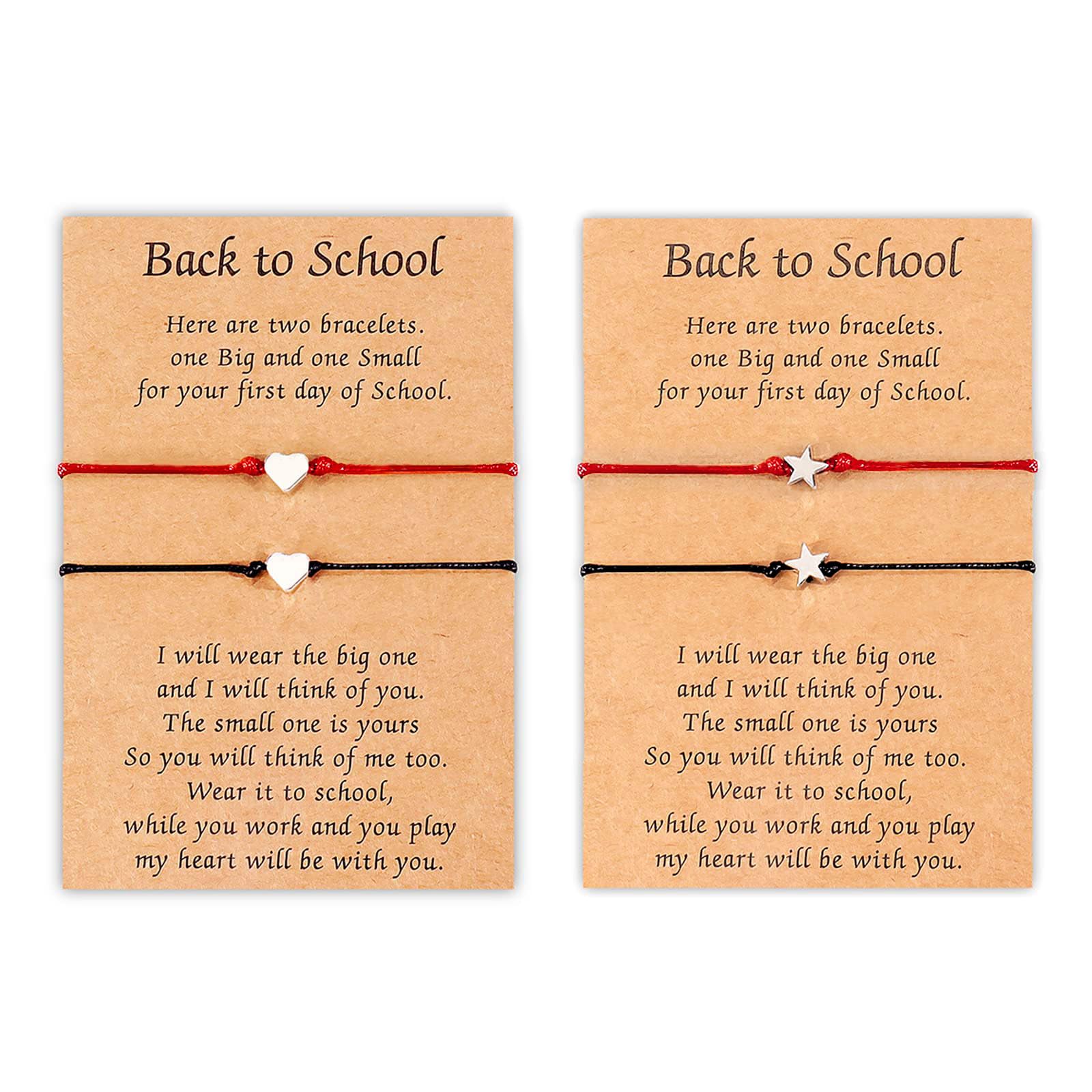 HUASAI First Day of School Bracelet Set - Back to School Gifts for Kids, Teacher & Mom - Matching Wish Bracelets for Mother Daughter - Perfect for School Celebration, Graduation & Teacher Appreciation