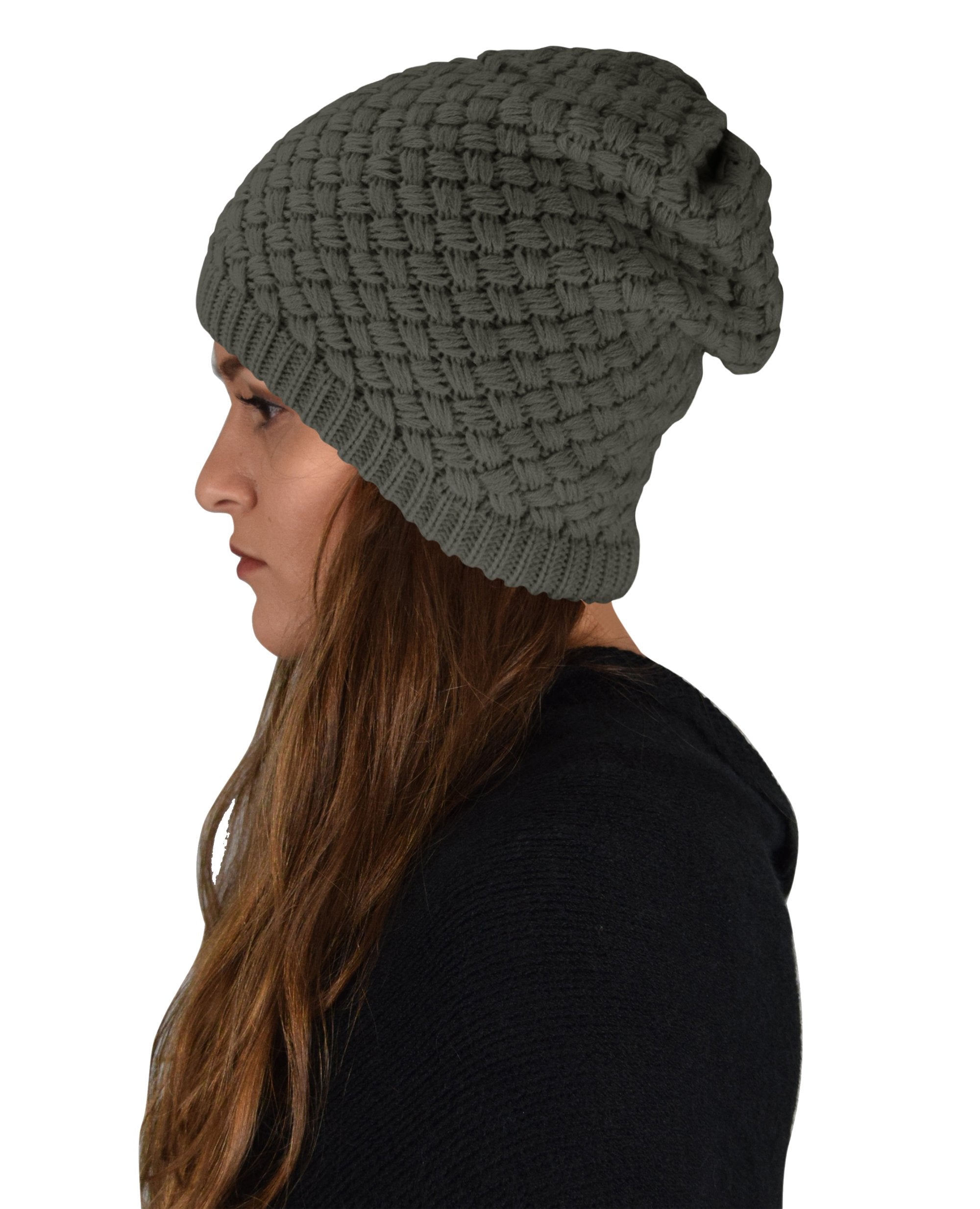 Warm Thick Crochet Knit Double Layer Beanie Slouchy Hat for Women & Men - Cozy Winter Accessory for Outdoor Activities