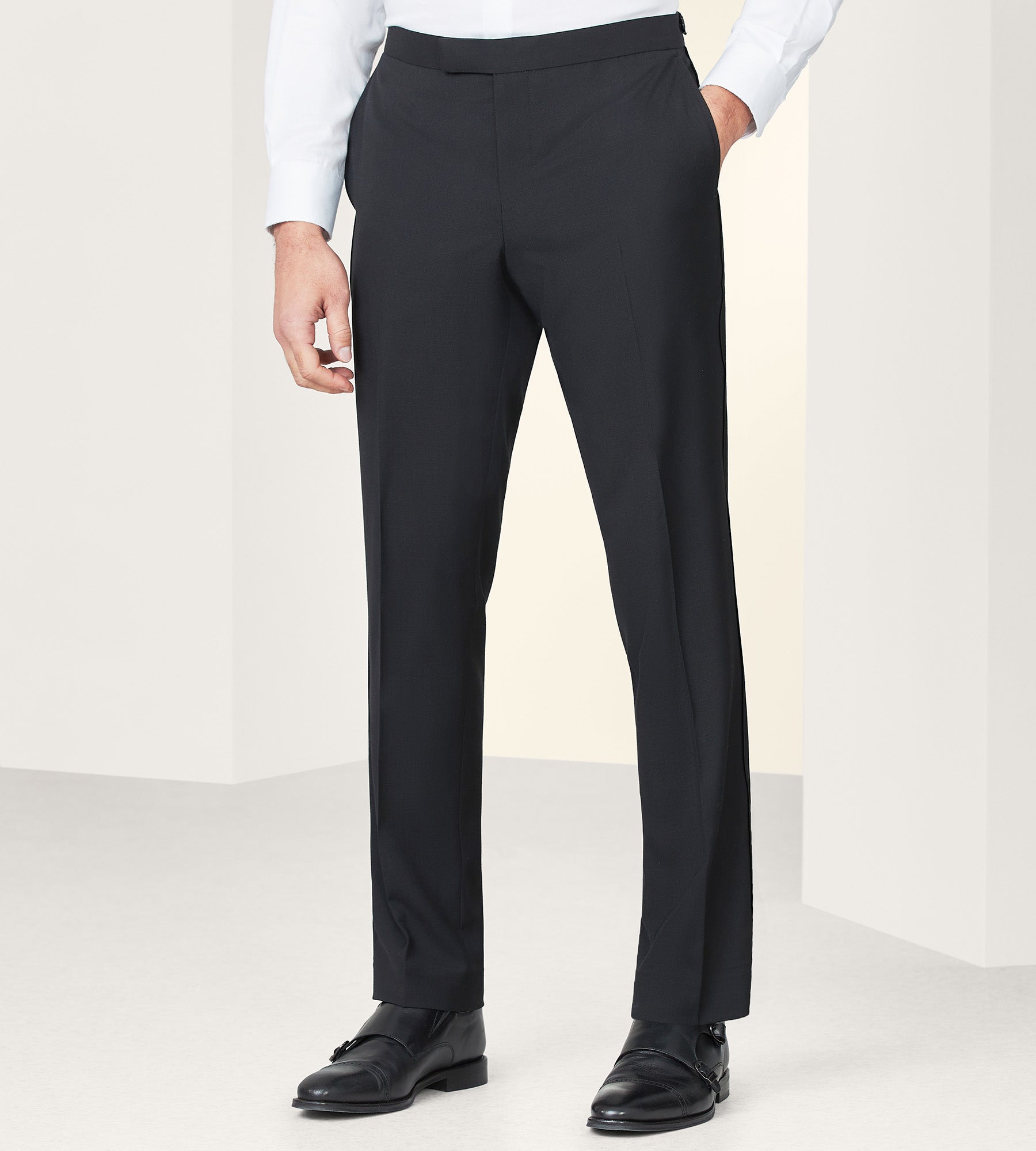 Modern Fit Black Solid Tuxedo Pants for Men - Formal Dress Pants for Weddings, Business & Evening Events - Slim Fit Trousers with Comfort Stretch Fabric