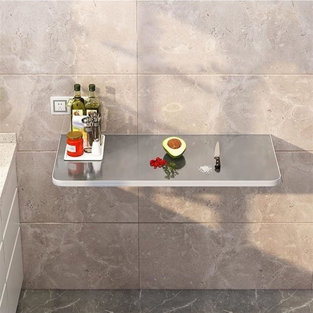 **Heavy Duty 304 Stainless Steel Fold Down Wall Mounted Table - Space Saving Floating Desk for Kitchen, Garage, Laundry & Bathroom - Waterproof Workbench & Dressing Table (120x30cm, 13 Size Options)**    *Perfect for small spaces, DIY projects, meal prep, laundry folding, and home office setups!*