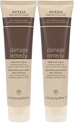 Aveda Damage Remedy Daily Hair Repair Treatment - 3.4oz (100ml) x 2 Pack - Restores Dry & Damaged Hair for Smooth & Shiny Look - Perfect for Daily Use at Home or Salon