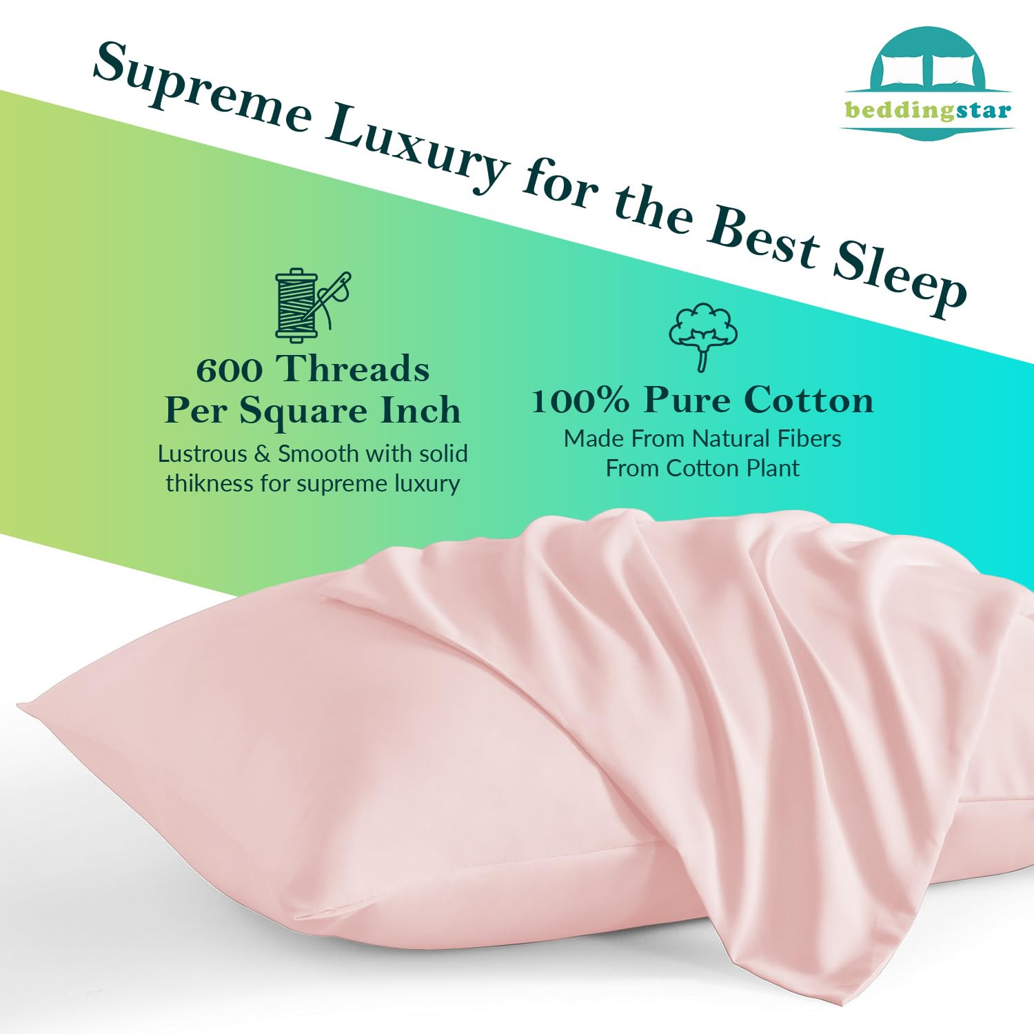 12x16 Travel Pillow Case Set of 2 - 100% Egyptian Cotton 600 Thread Count with Zipper Closure - Soft Toddler Pillow Cover for Airplane, Car & Home Use - Blush Pink Solid