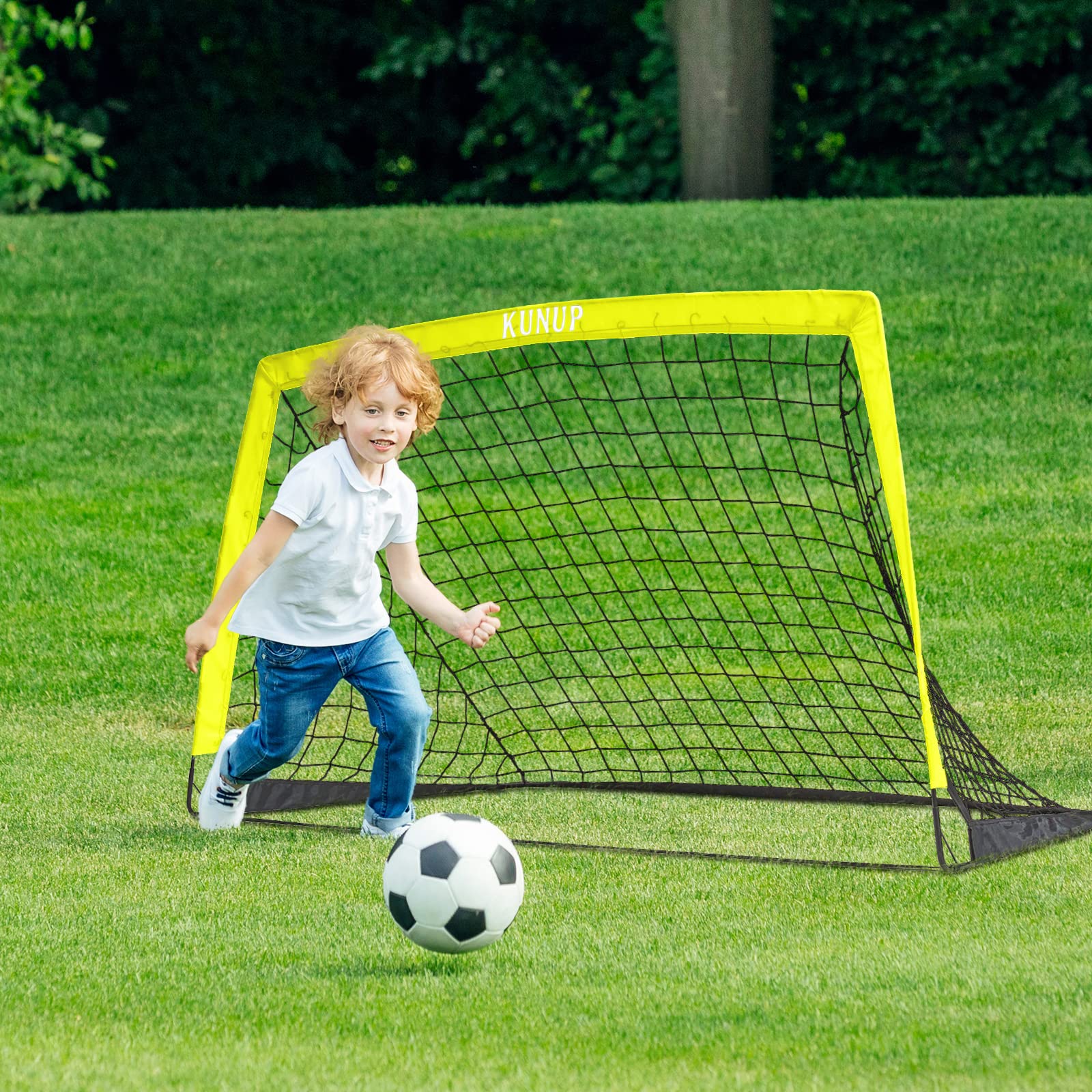 Foldable Soccer Goal for Kids & Adults - 5x3, 6x4, 9x5FT Portable Soccer Net with Carrying Bag - Perfect for Backyard Training, Youth Soccer Practice & Outdoor Sports Games