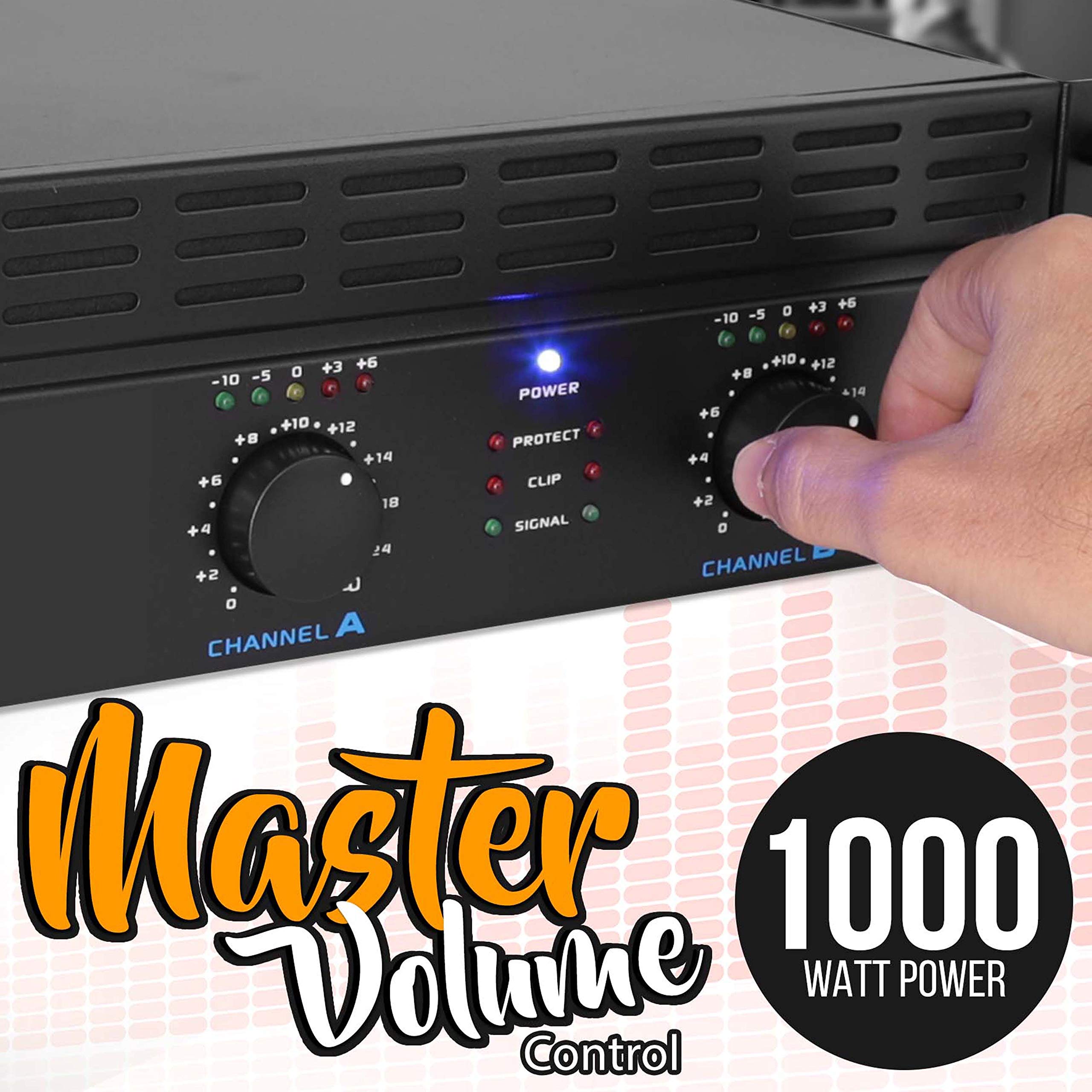 Pyle PTA1000 Professional 1000W 2-Channel Bluetooth Power Amplifier - Rack Mount, Bridgeable, LED Indicators, Shockproof Binding Posts & Cooling Fans - Perfect for DJ Gigs, Live Performances & Home Theater Systems