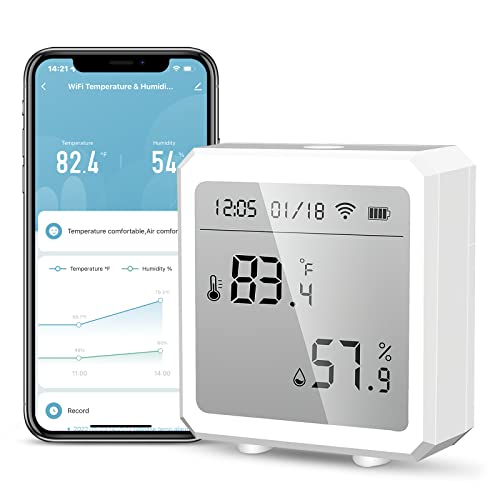 Smart WiFi Temperature & Humidity Sensor with App - Wireless Indoor Hygrometer Thermometer for Home, Alexa Compatible - Monitor Room Climate for Nursery, Greenhouse, Wine Cellar & More