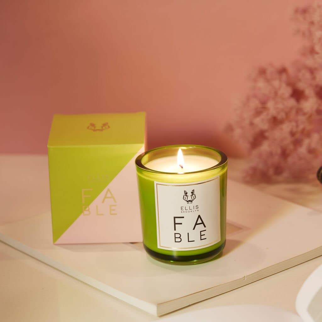 Ellis Brooklyn SALT Body Oil & FABLE Scented Candle Gift Set - Hydrating Moisturizer & Aromatic Soy Wax Candle for Relaxation, Spa, Bath & Home Decor
