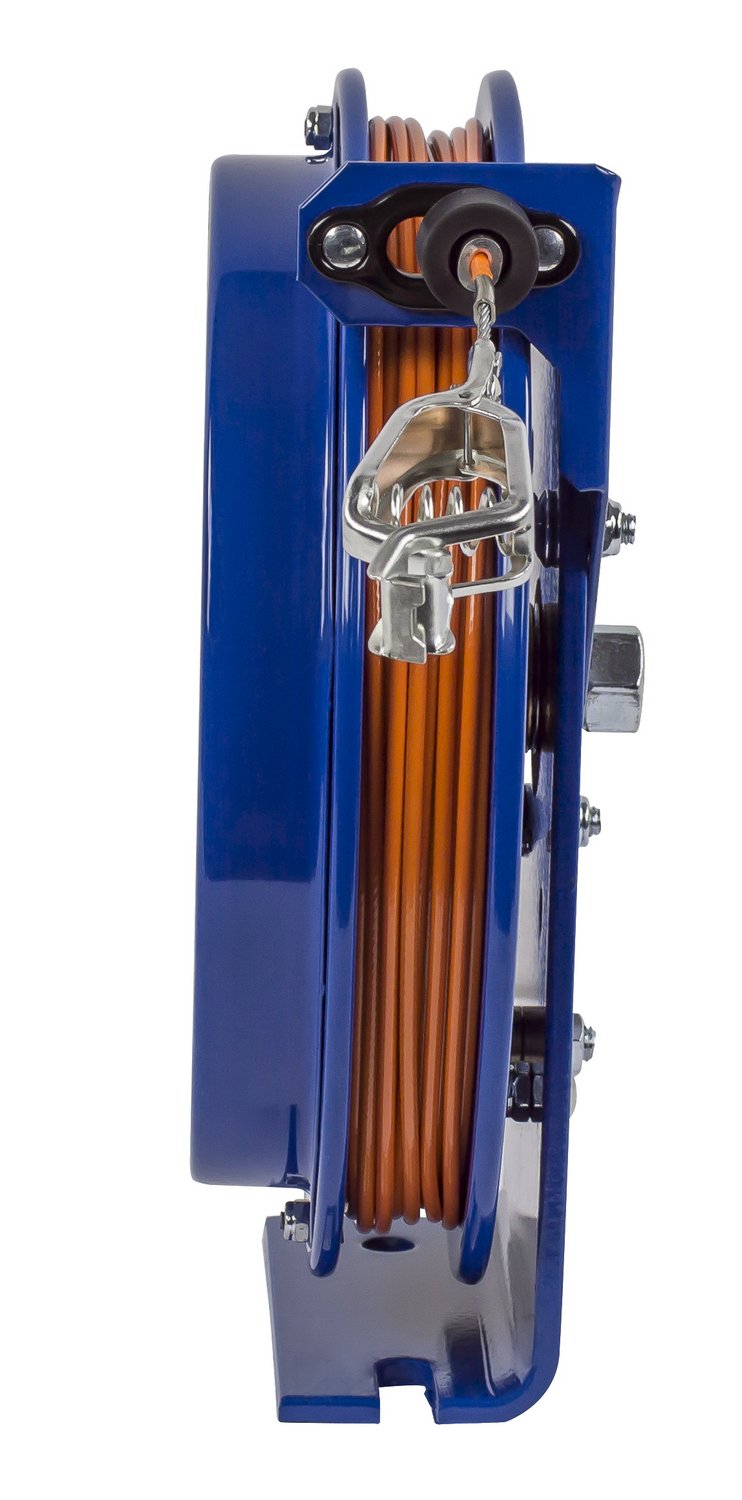 SD-50 Retractable Static Discharge Cable Reel | Heavy Duty Steel Construction | 50ft Length | Easy Maintenance Compact Design | Made in USA | Blue - Perfect for Industrial Workplaces, Manufacturing Facilities & Hazardous Environments
