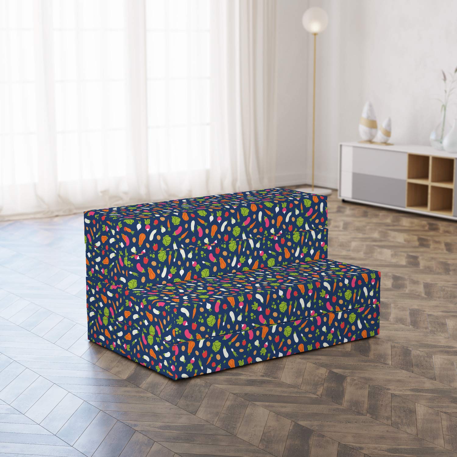 Ambesonne Vegetable Print Foldable Mattress - Carrot, Zucchini, Garlic Design - 74.8
