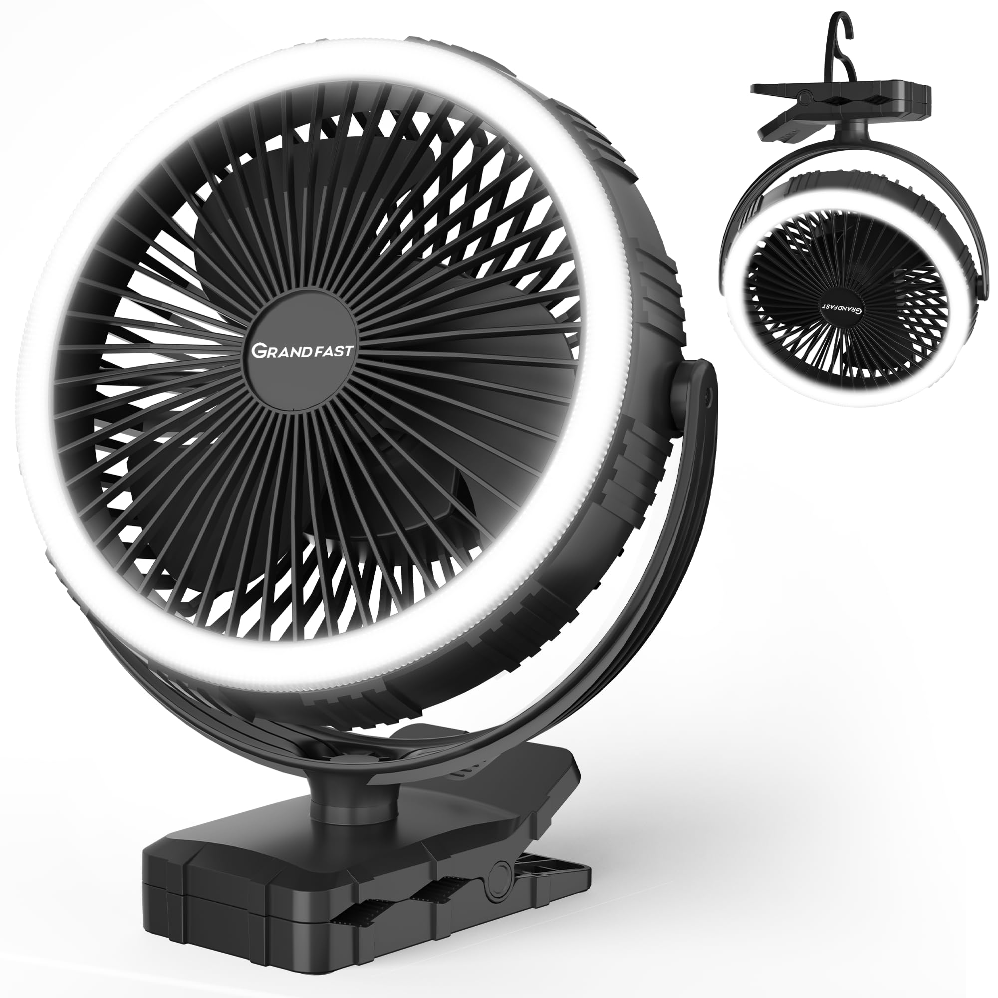 GRANDFAST 10000mAh Rechargeable Clip On Fan - 8
