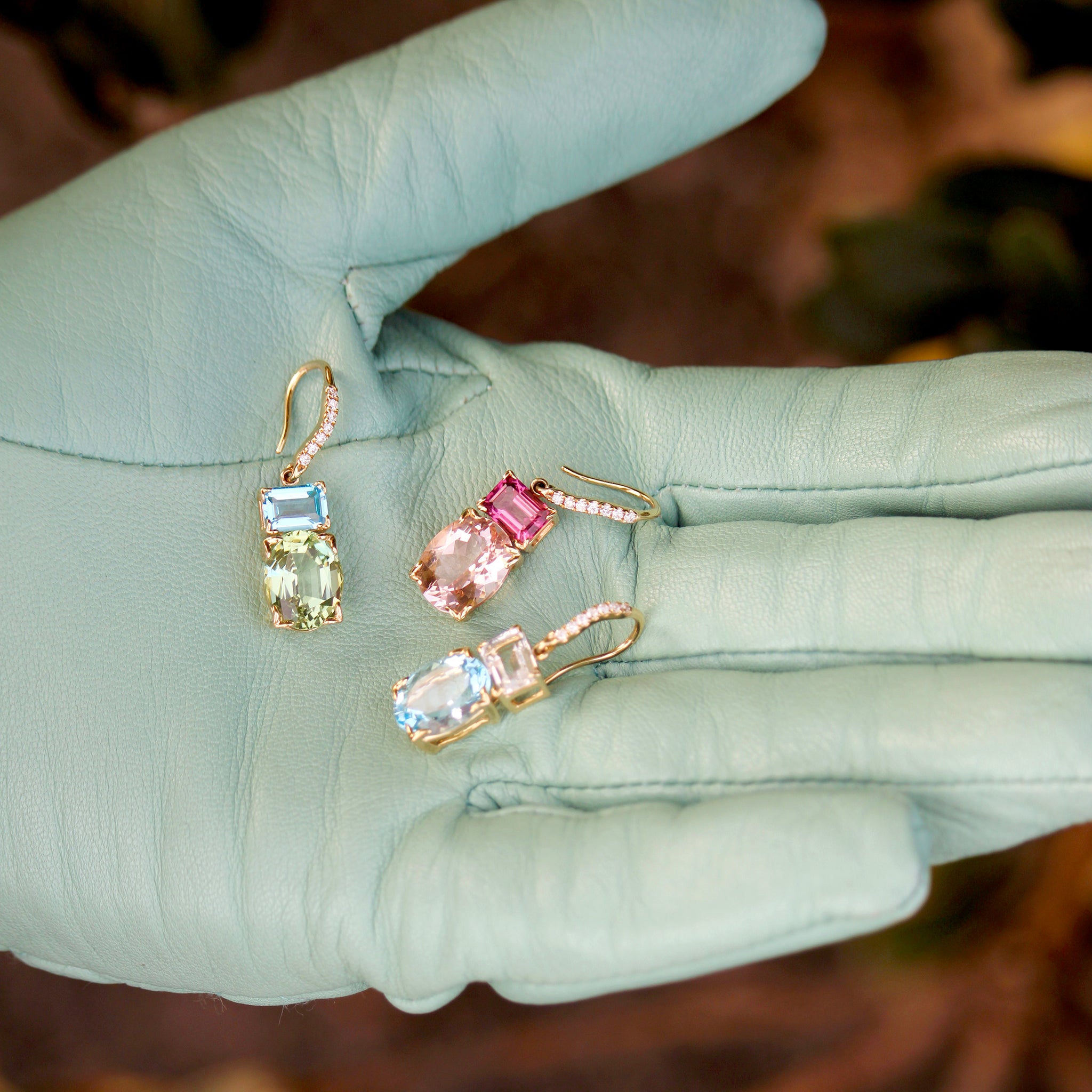 14K Gold Blue & White Topaz River Earrings for Women - Elegant Dangle Earrings for Parties, Weddings & Special Occasions