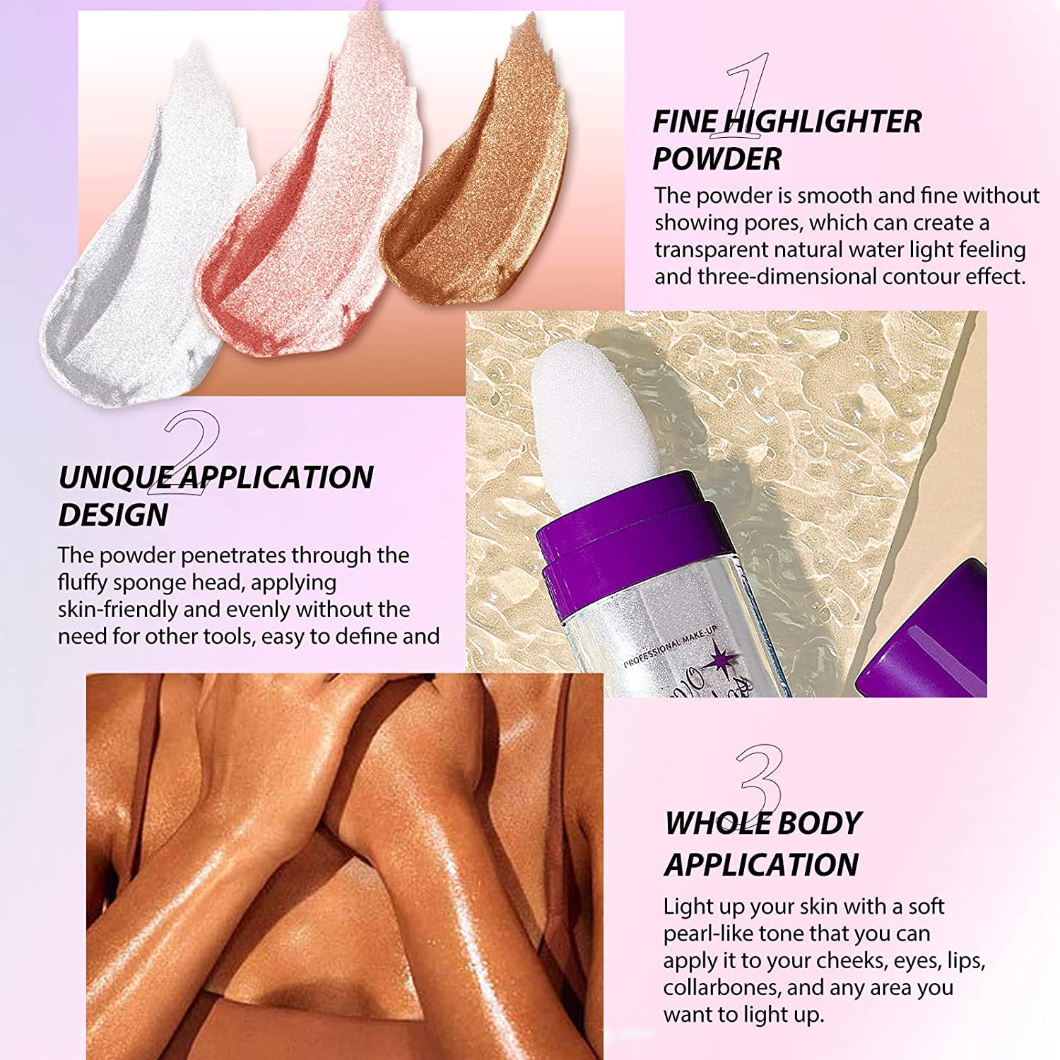 Body Glitter Highlighter Stick - Shimmer Face & Body Makeup Powder for Hair, Face & Skin Glow (Brown) | Perfect for Festivals, Parties, Cosplay & Night Out Makeup Looks