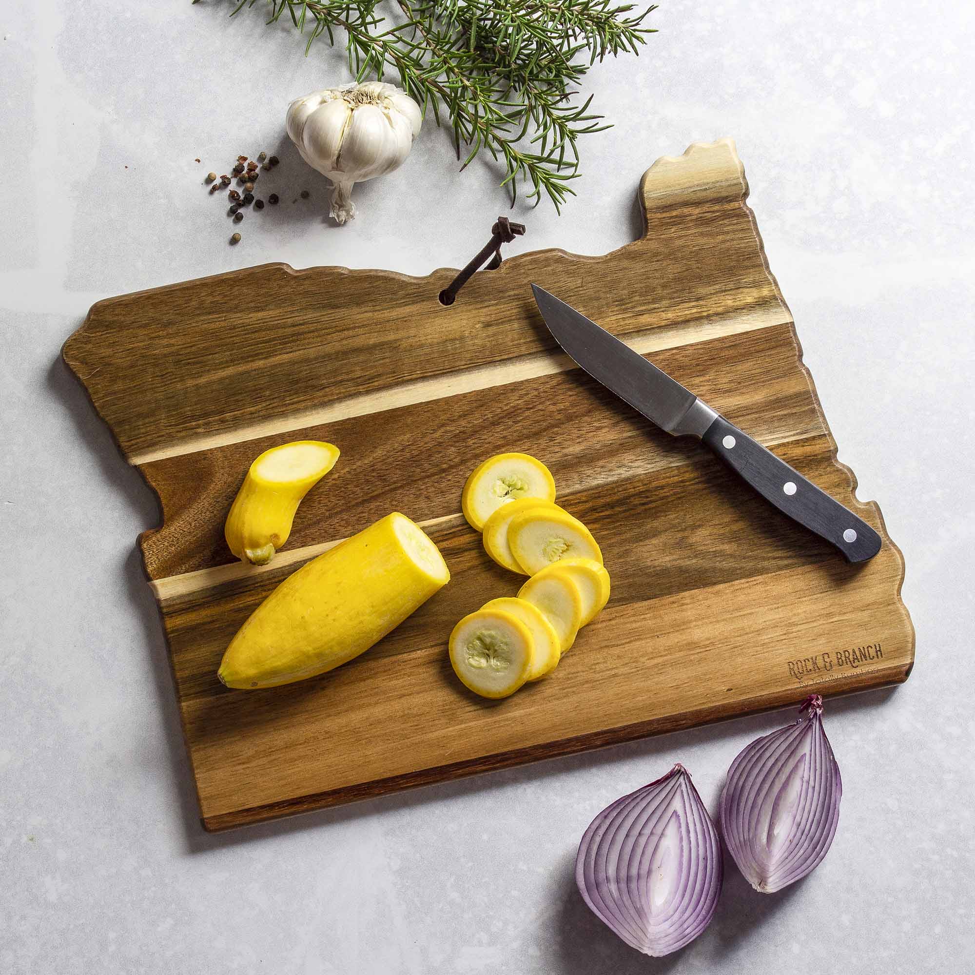 Premium Rock & Branch® Origins Series Oregon Cutting Board - Durable Hardwood Chopping Board for Kitchen, Butcher Block for Meat, Cheese & Vegetables - Perfect for Home Chefs & Professional Kitchens